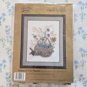 Vintage Something Special Basket of Wildflowers Counted Cross Stitch Kit NEW DIY